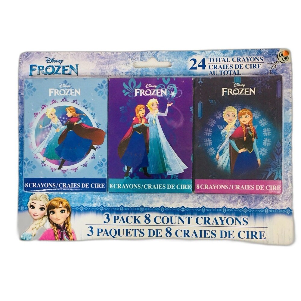 Frozen Disney 3 Pack 8 Count Crayons Elsa Anna Kids School Art Sealed